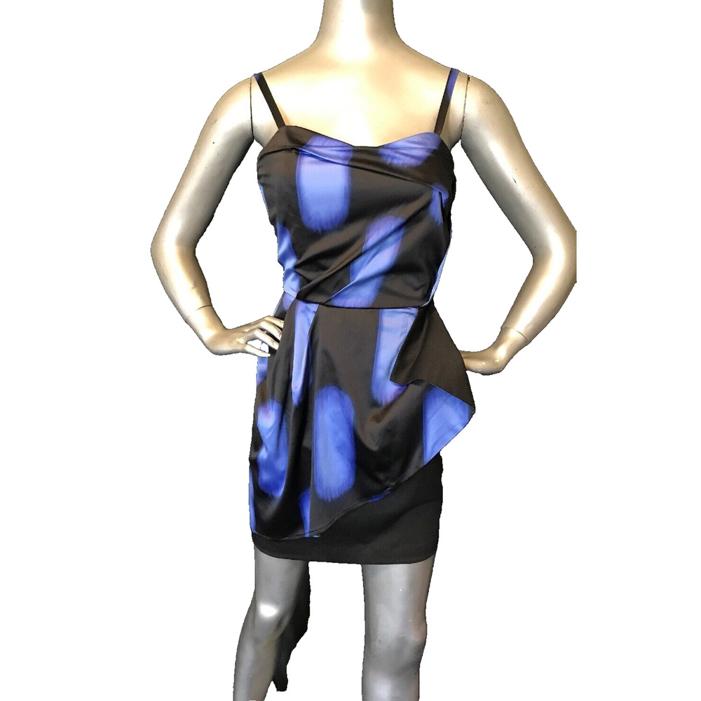 Bcbgeneration Blue/black Printed Cocktail Dress Size 8
